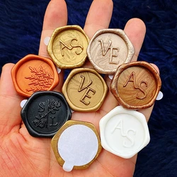 Personalized Hexagonal Wax Seal Stickers with Custom Logo or Monogram Self adhesive Wax Seals for Brand Packaging and Weddings