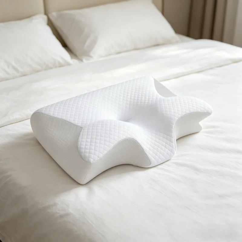 Almohada Cervical Ortopédica de Espuma Viscoelástica con Forma de Mariposa, Almohada Cervical de Rebote Lento para Masaje del Cuello y Sueño Confortable