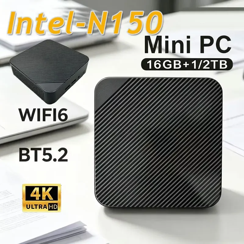 2026 Mini PC ComputerIntel Core N150 8GB16GB RAM 1TB 2TB M.2 SSD WiFi6 BT5.2 4K HD Portable Office Desktop Work PC