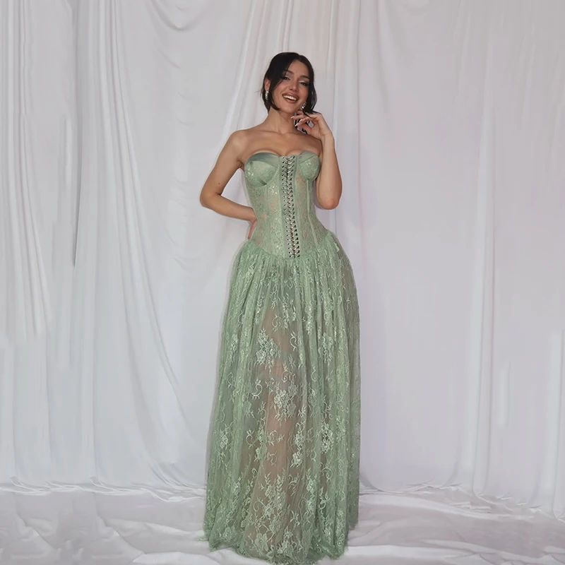 

Thinyfull 2026 Lace A-Line Prom Evening Dresses Sweetheart Sleeveless Maxi Party Dress Sexy Night Cocktail Prom Gown Customized