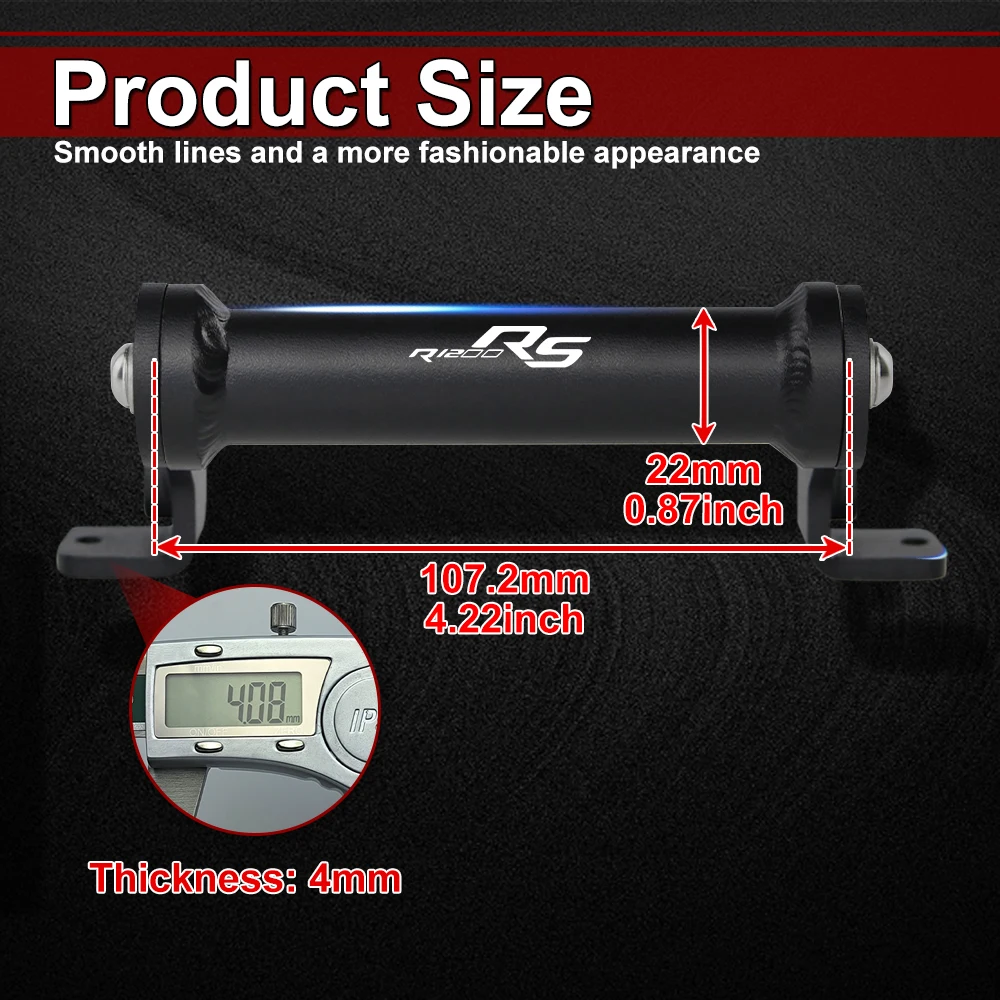 Do BMW R1200RS 2014 2015 2016 2017 2018 Aluminiowy uchwyt na telefon komórkowy 4 mm Podpórka motocyklowa Nawigacja GPS Wspornik płyty