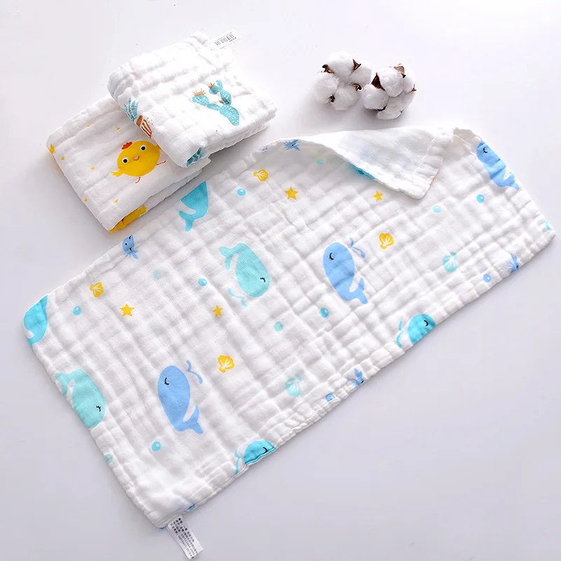 Cotton Face Towel 6-layers Gauze Towel Baby Saliva Towel Cotton Towel Pleated Handkerchief 25X50cm