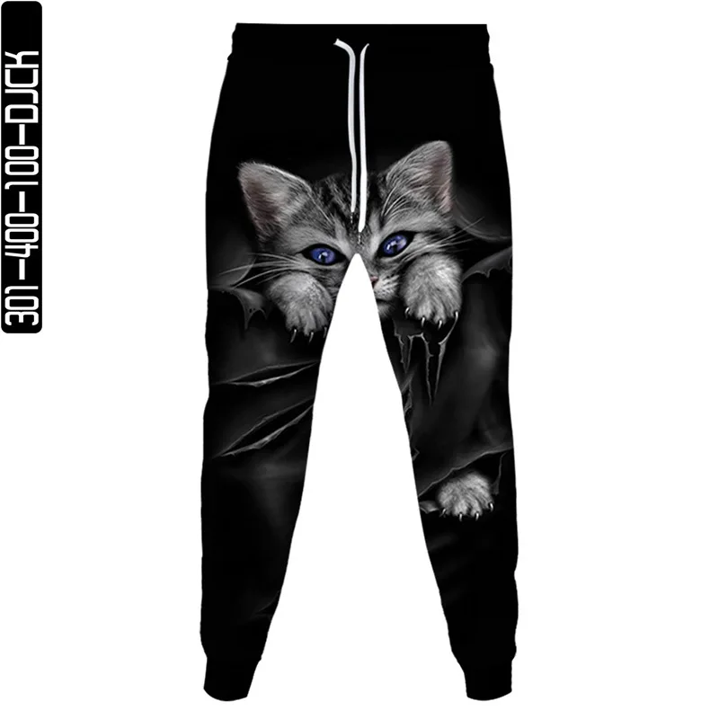 

Black White Harajuku Style Animal Cat Print Men Fashion Sweatpant Spring Autumn Women Casual Outdoor Sport Jogging Pant Trousers