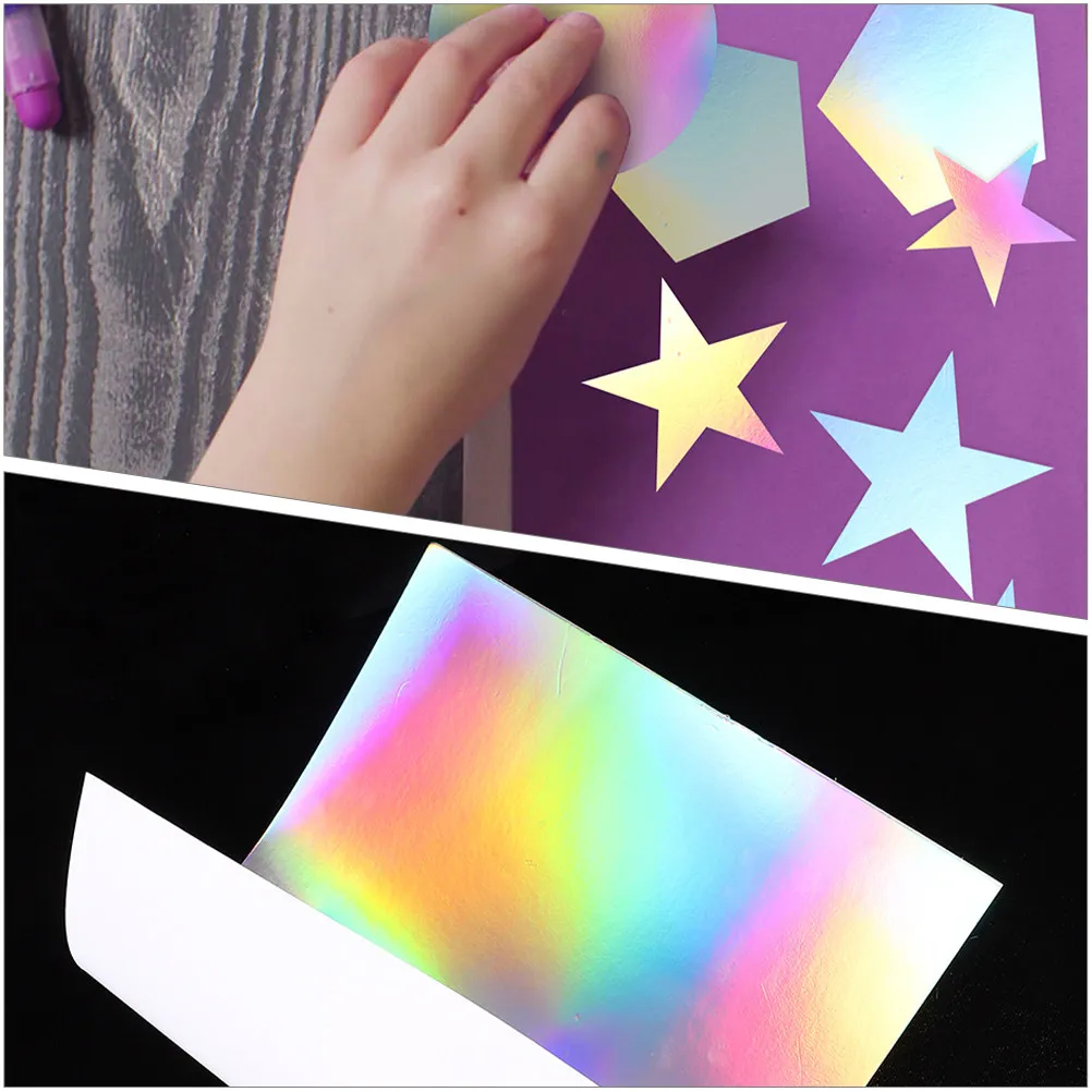 10 Sheets Multi-use Holographic Cardstock Paper Diy Craft Material Decals Handicraft Cards For Festivals Decoration Scrapbooking