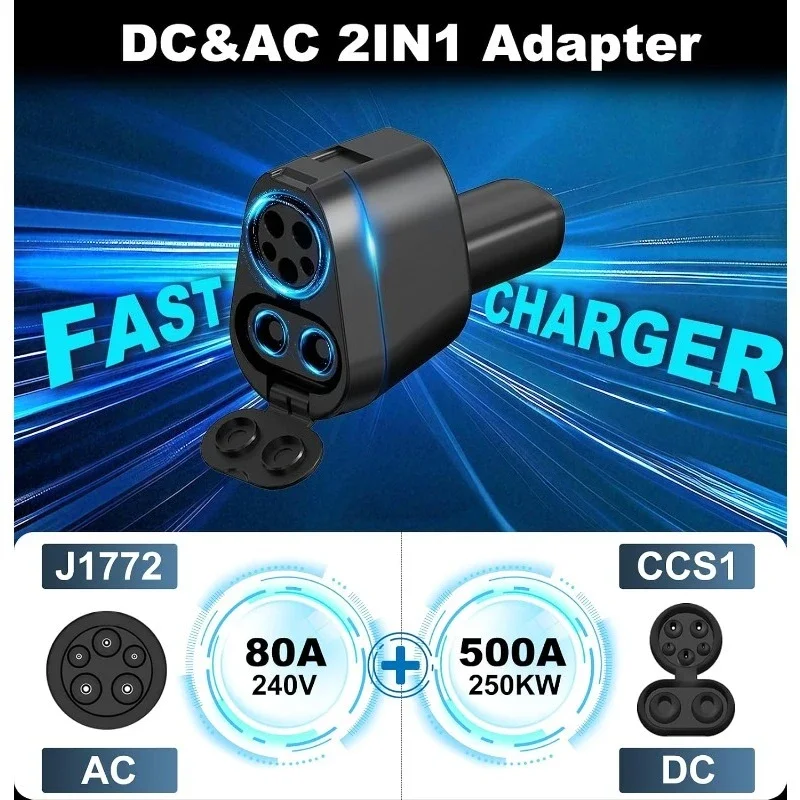 For Tesla Model 3 Y X S 250KW CCS1 to J1772 EV Charger Adapter AC DC Quick Charge Heavy Duty Electric Vehicle Charging Converter