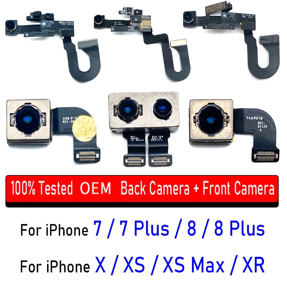 NEW Tested Back Big Main Camera Module And Front Small Camera Module Flex Cable For iPhone 7 8 Plus X XR XS Max