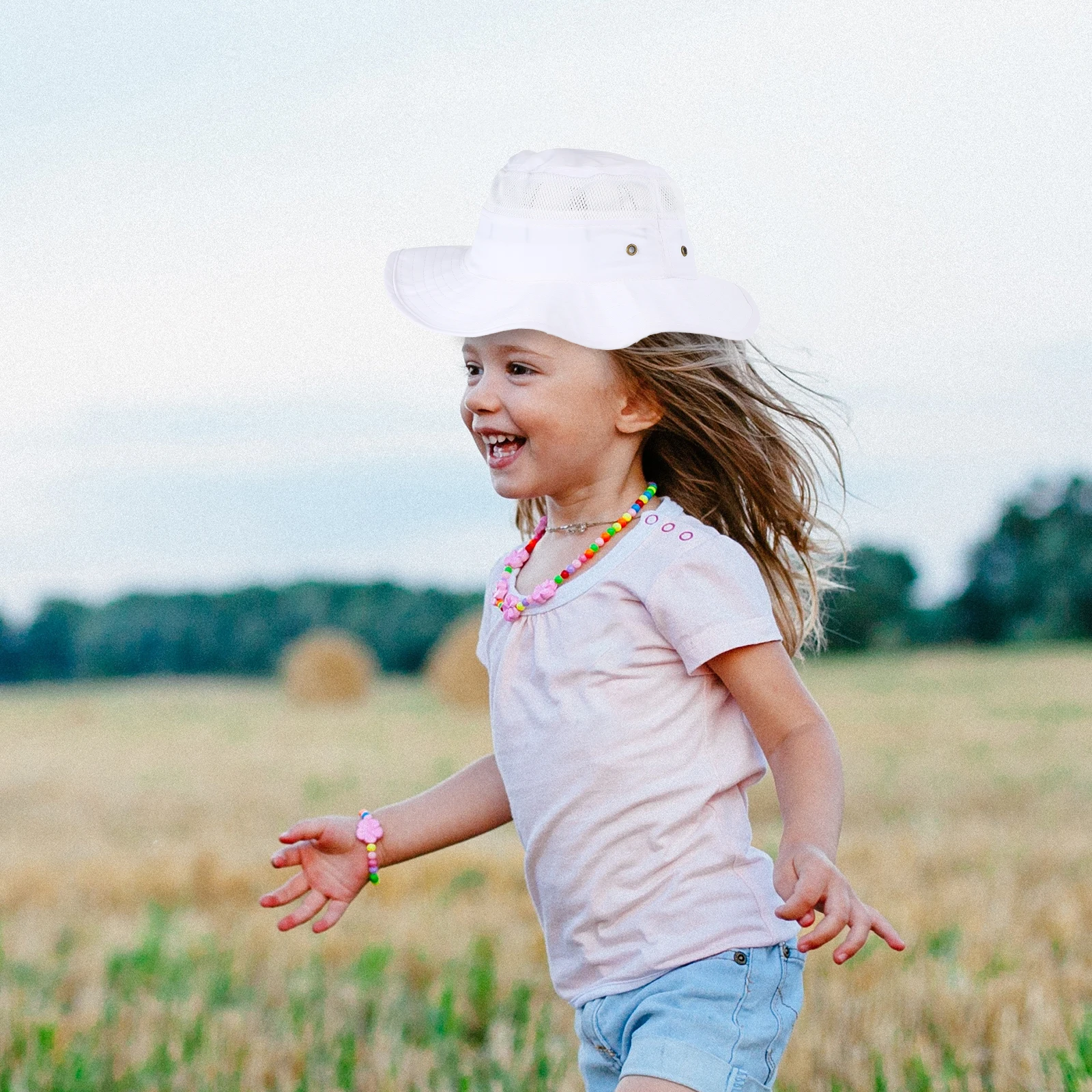 

Children Sun Mesh Bucket Summer Seaside Sun Shading Polyester Kids Hat Beach Vacation Outdoor Activities Street Walks