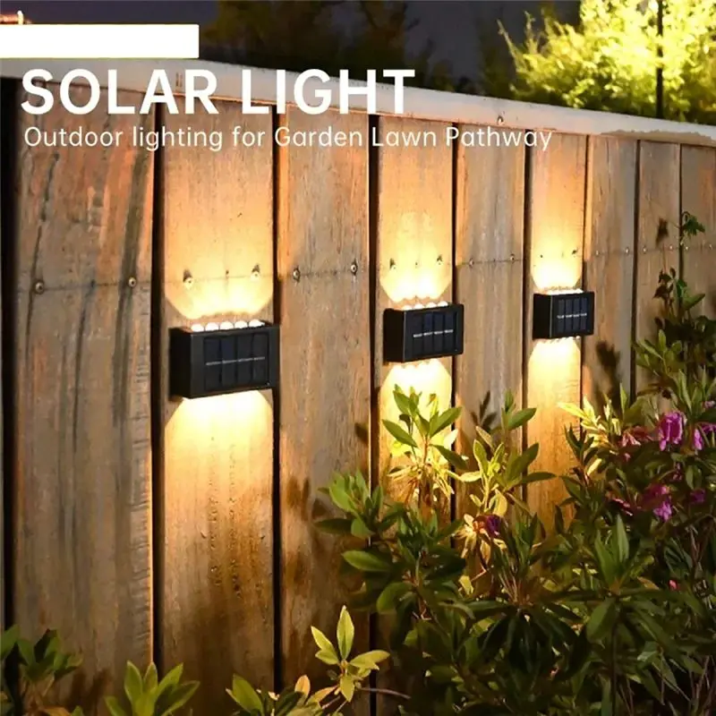 

AA05 4 шт. Солнечные настенные светильники для улицы, водонепроницаемые, на солнечной энергии, с подсветкой вверх и вниз, для украшения дома и сада, солнечные фонари