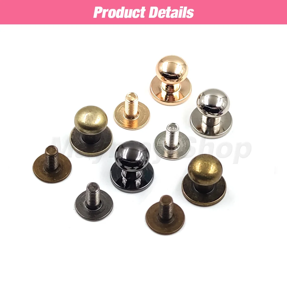 5-10pcs Round Ball Head Post Studs Brass Buttons Chicago Screwback Nail Rivet Leather Bag Craft Hardware DIY Accessories Buckles