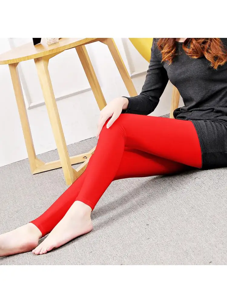 New Design Large Size Red Modal Leggings Nine point Women Outer Wear Trousers Autumn Slimming Pants Winter Foot stepping