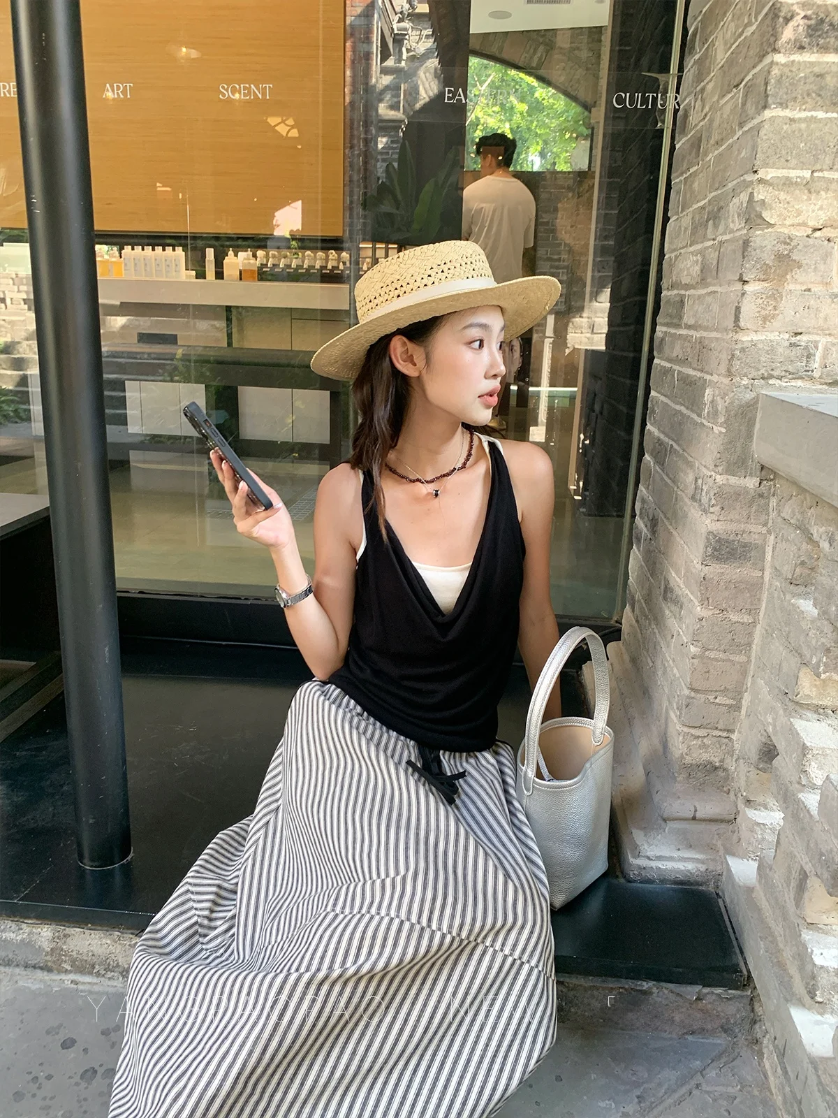 

Bla Strapl Crop Top Women's Slim Fit Cotton Vest Summer New Design Bubble Chen's Faion Brand Casual Wear