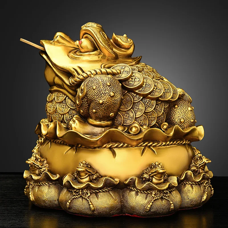 Pure Copper Golden Toad Decoration Nine-Child Toad Wang Yuan Bao Ruyi Toad Living Room Office Shop Decoration Large Three-Legged