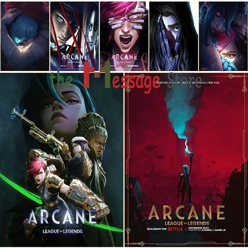 Arcane Season 2 Poster Series Wall Decor Jinx Vi Character Aesthetic Print L-OL Game Canvas Painting Gaming Room Art Decor