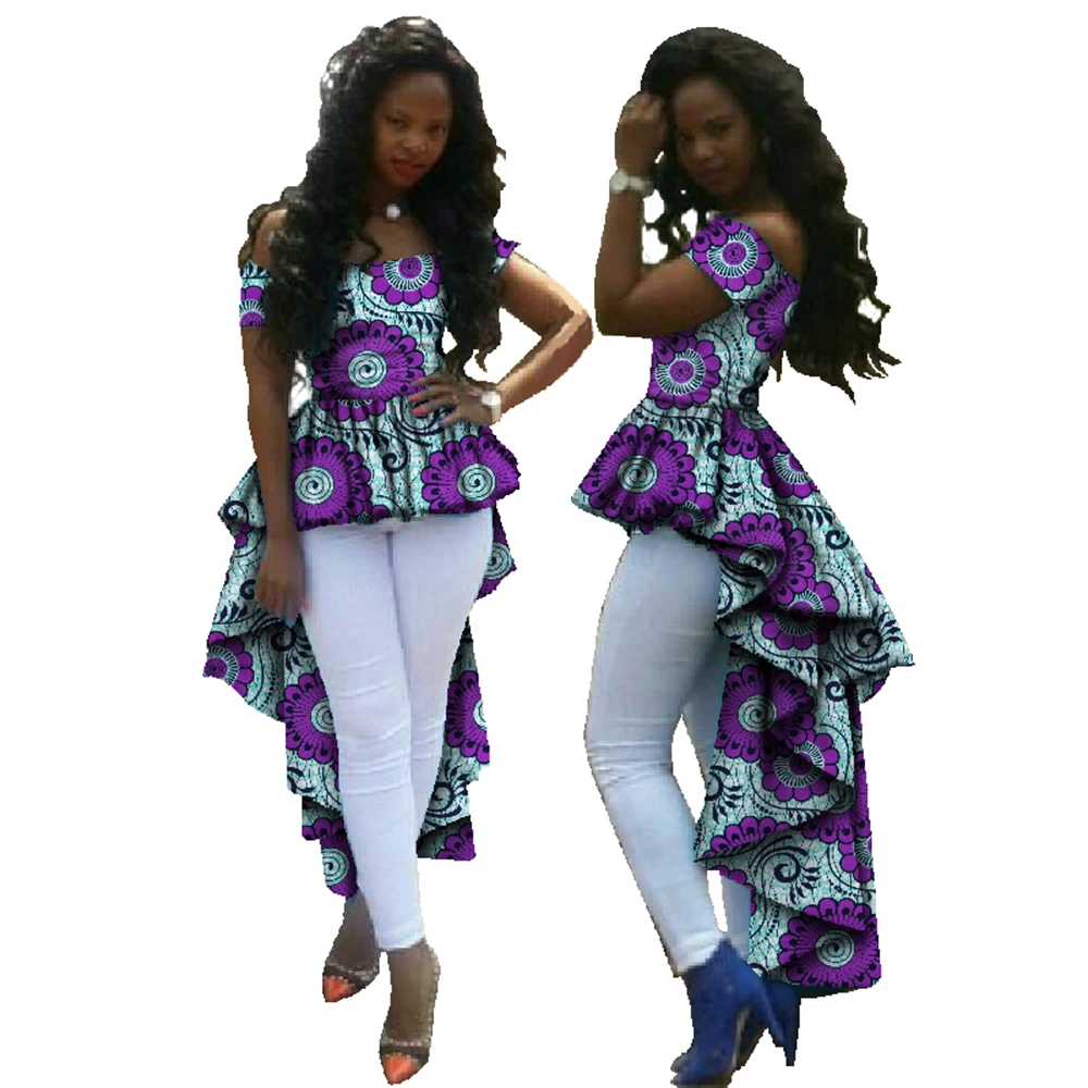 Summer Top African Clothes African Wax Cotton Print Dresses for Women Dashiki Plus Size Robes Pour Les Femmes Africai WY615
