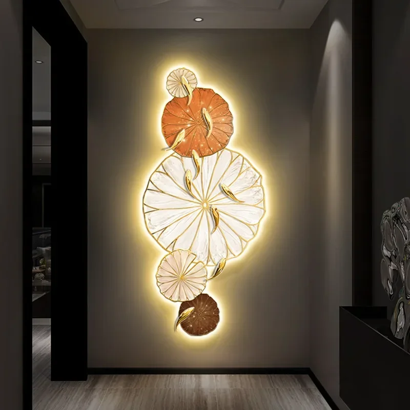 Holme enigma lamp painting, lotus flower nine fish picture LED atmosphere light new Chinese vertical