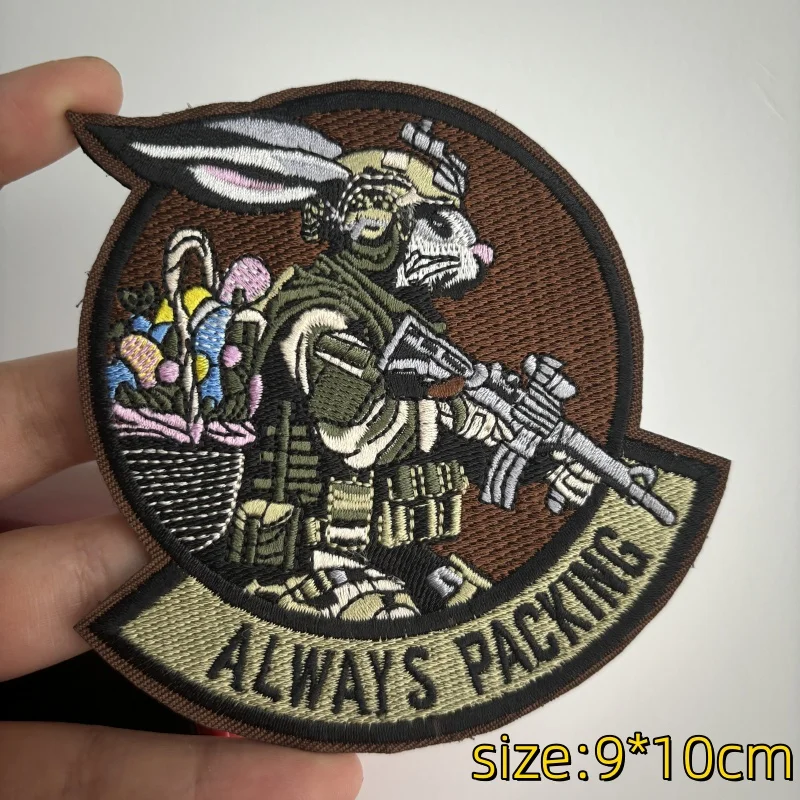 Fight Gun Tactical Morale Badge Military Angel Rabbit Penguin Fight Embroidery Patches Combat Hook&Loop Backpack Stickers