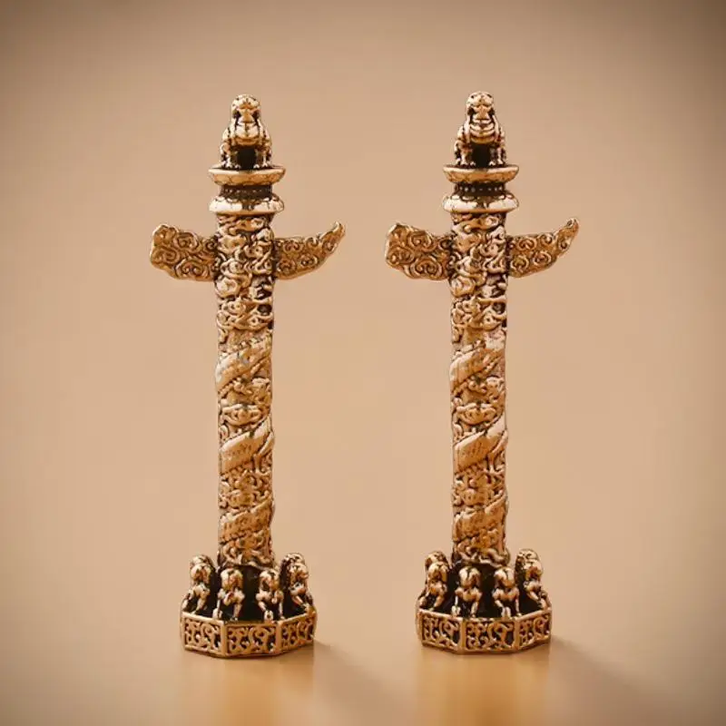 

Forbidden City Small Solid Beijing Micro-carved Brass Ornament Craft Antique Copper Column