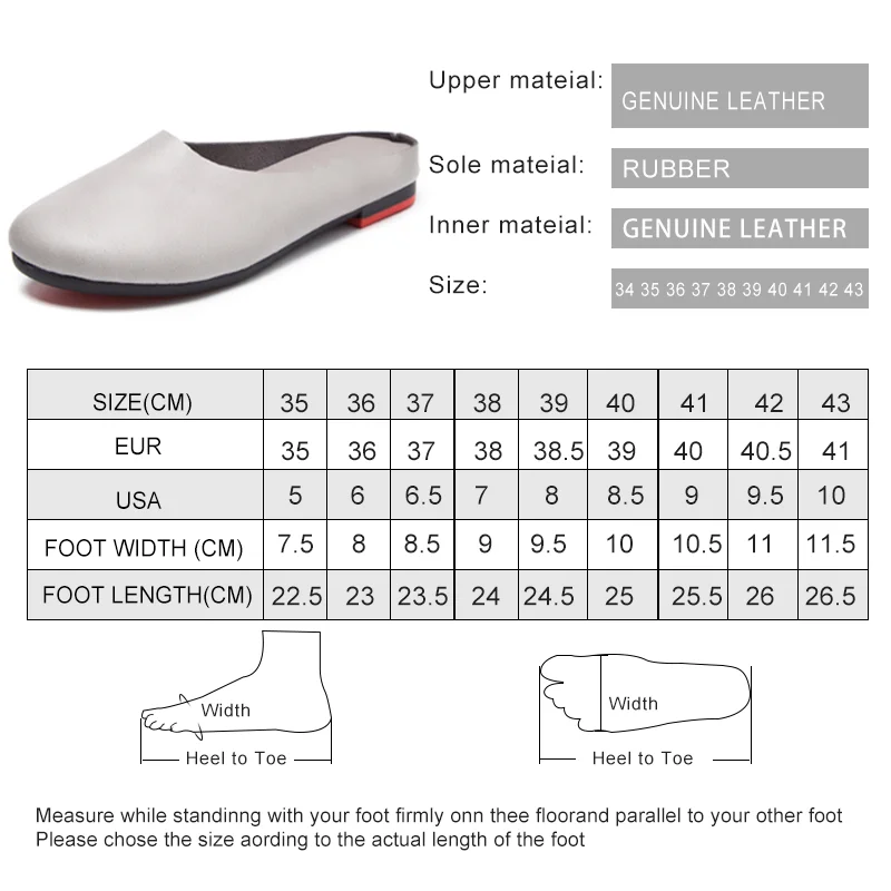 AIYUQI  Women Slippers 2024 Spring New Genuine Leather Women Shoes big Size 41 42 43 Flat Casual Summer Half Slippers Women