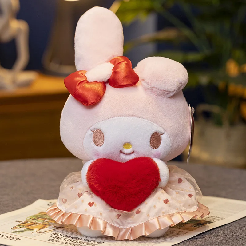 22cm Sanrio Hello Kitty Kuromi Poduszka KT Pluszowa zabawka Dziewczynki Miękkie wypchane zwierzę Zabawki Serce Moja melodia Cinnamoroll Rzeczy Lalka Prezenty