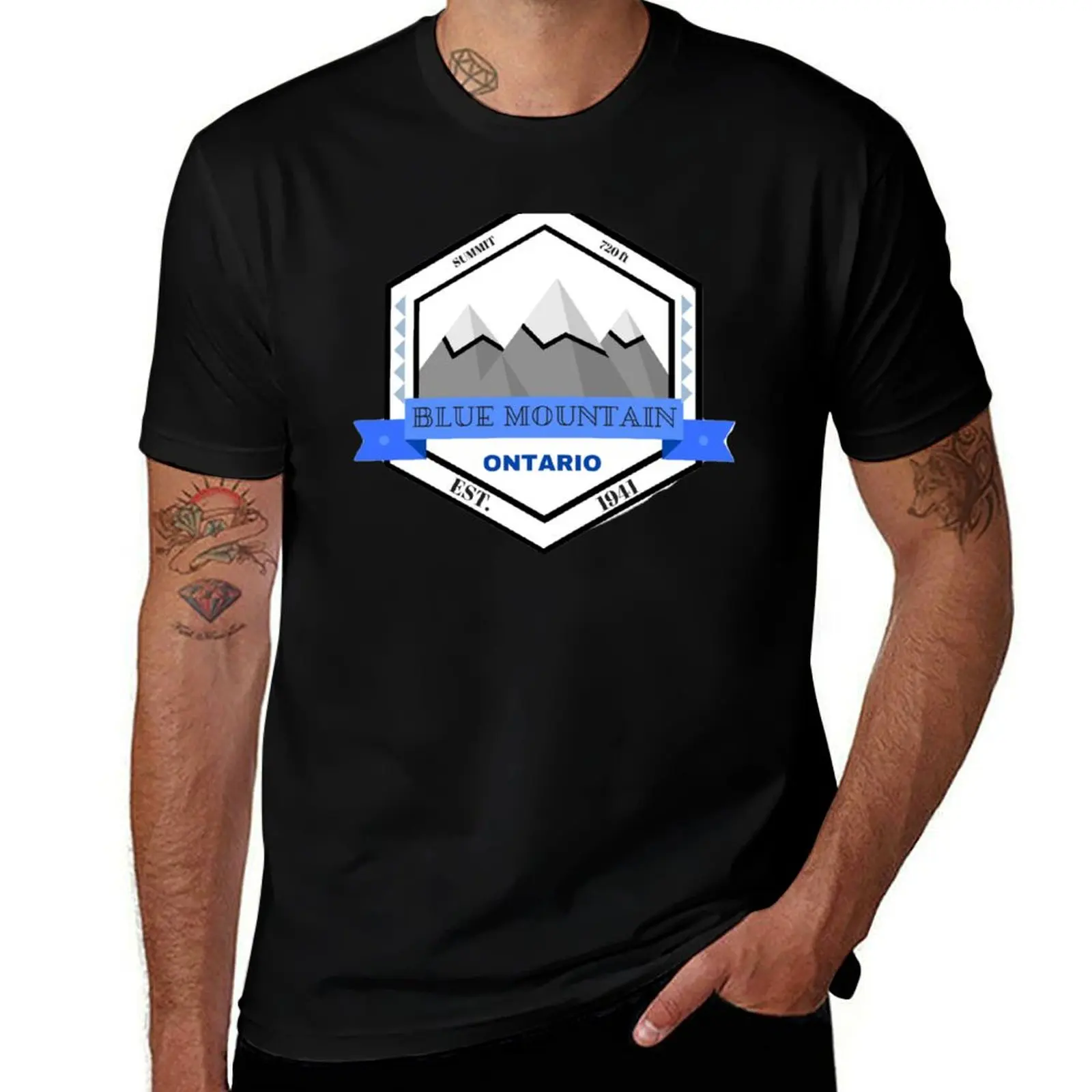 

Blue Mountain patch, Collingwood Ontario T-Shirt t shirt personalised t shirts for man cotton funny T-Shirt