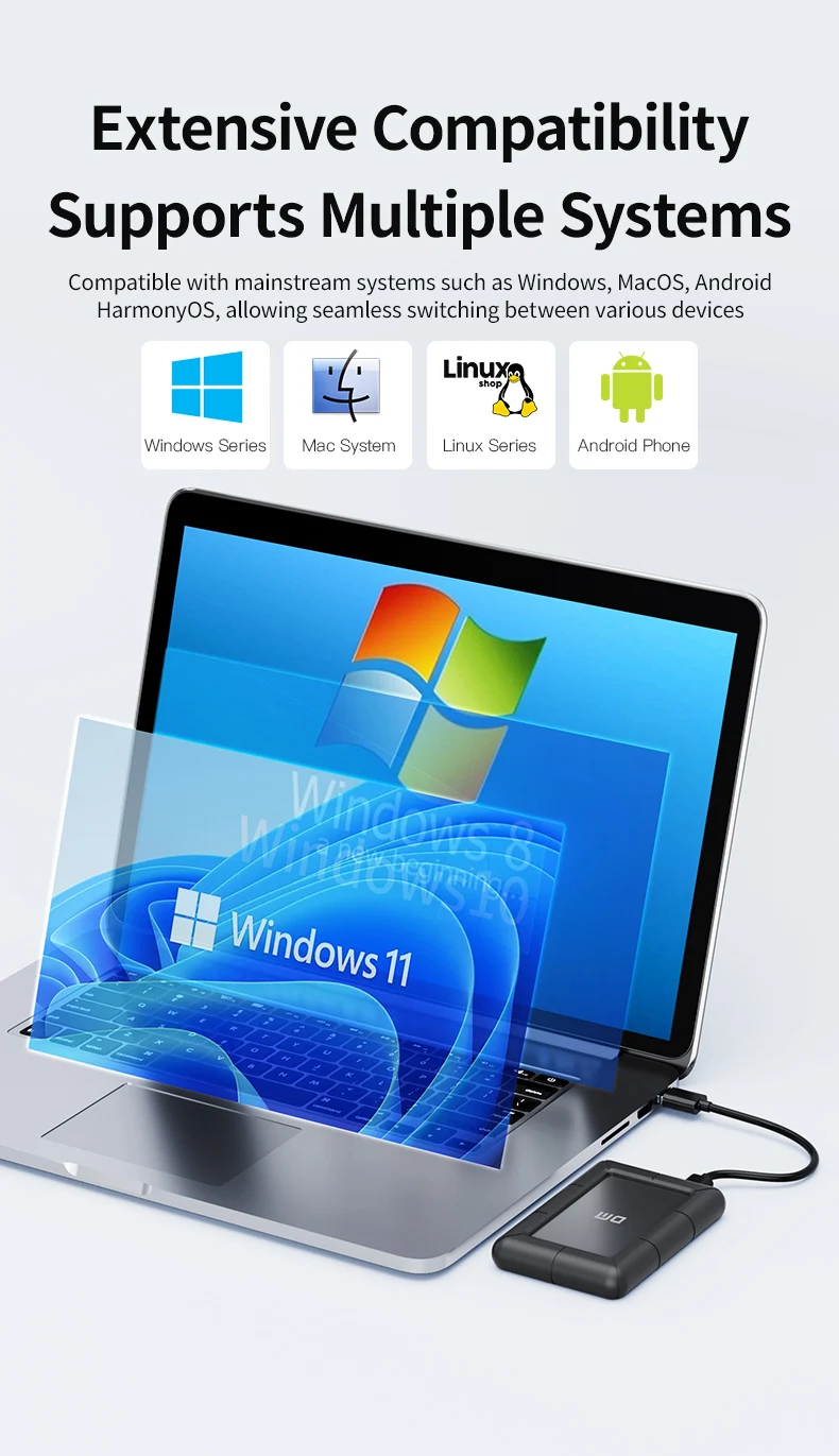 PH300 Business Tragbare Mechanische Festplatte – Hochgeschwindigkeits-USB 3.2 Gen1, Silikon-Schutz, Breite Kompatibilität – Detail 9