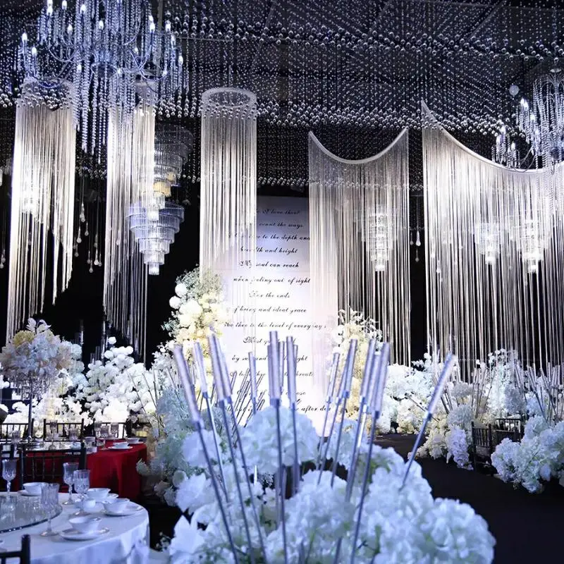 3pcsWedding Hall Spiral White Encrypted Line Curtain Western Wedding Stage Background Decoration Ceiling Decoration Thread Props