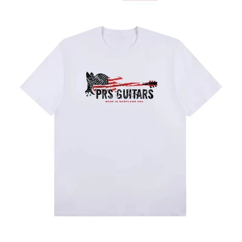 2025 PRS guitarra eléctrica patrón periférico cuello redondo Rock banda de algodón de manga corta plomo cantante guitarrista práctica camiseta