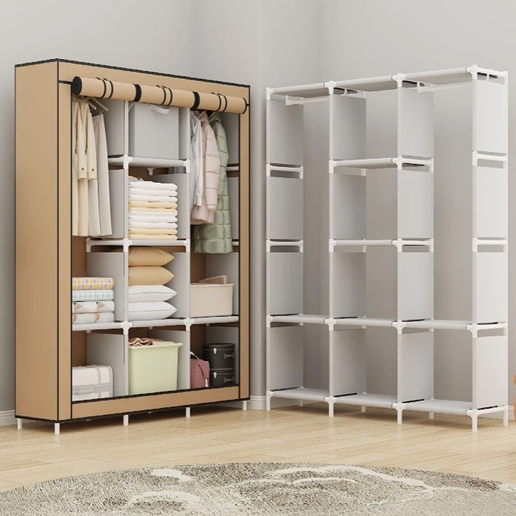 

Large Wardrobe Dustproof Wardrobe Floor Standing Fabric Wardrobe Multilayer Organizer Closet Large Capacity Bedroom Storage