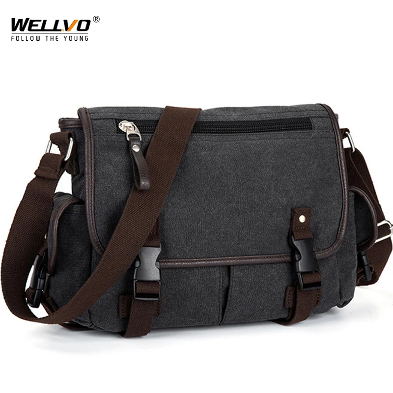 Vintage Men's Briefcases Shoulder Bag Travel Crossbody Bags Causal Canvas Messenger Bag Patchwork Multi-function Laptop XA237ZC