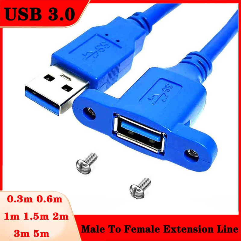 1Pcs 5Pcs 10Pcs Pure Copper USB 3.0 Male To Female Extension Cable With Ear Fixation USB Extension Cable With Screw Hole