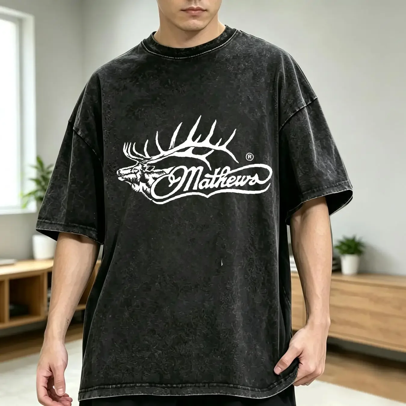 washed T Shirt Mathews Elk Hunting Archery for Men vintage Washed Casual Versatile Breathable homme Stylish Stretched Unisex