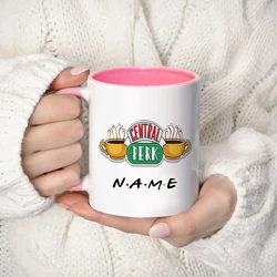 Taza de café con nombre personalizado, diseño Central Perk, taza de té personalizada, tazas de cerveza con leche de Chocolate, regalos para amantes y amigos, envío directo