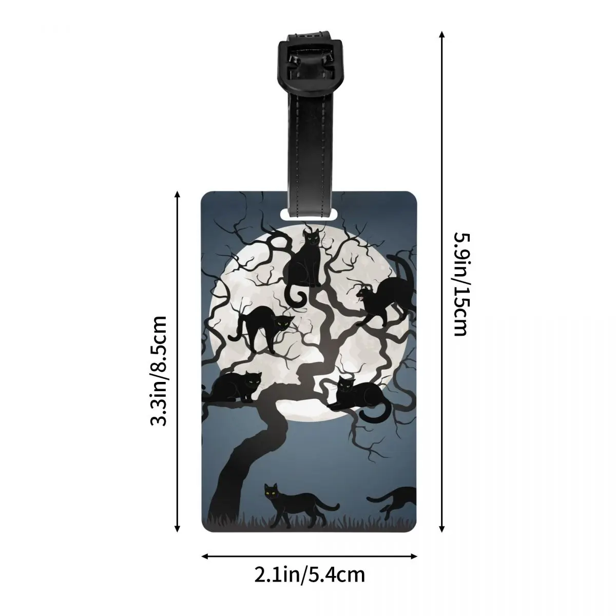 Custom Black Cat Full Moon Dead Tree แท็กกระเป๋าเดินทางพร้อมนามบัตรความเป็นส่วนตัว Cover ID Label สําหรับกระเป๋าเดินทางกระเป๋าเดินทาง