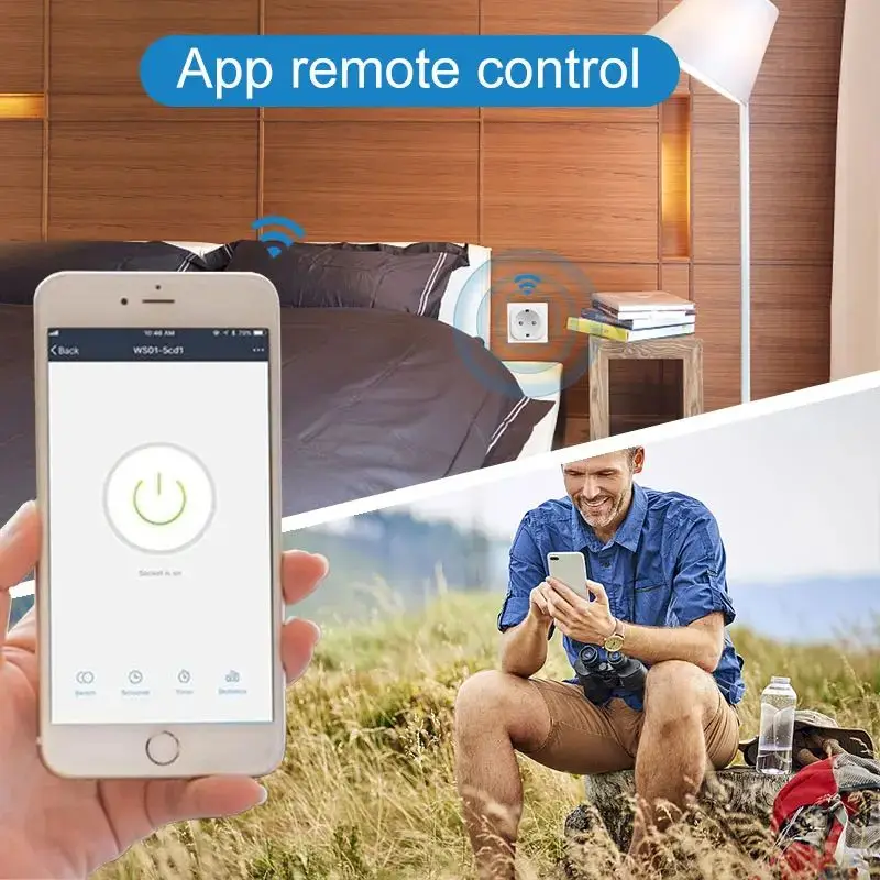 Enchufe inteligente Tuya EU16A/20A, enchufe inteligente Wifi con monitoreo de energía, aplicación remota Smart Life, Control compatible con asistente de Google Alexa