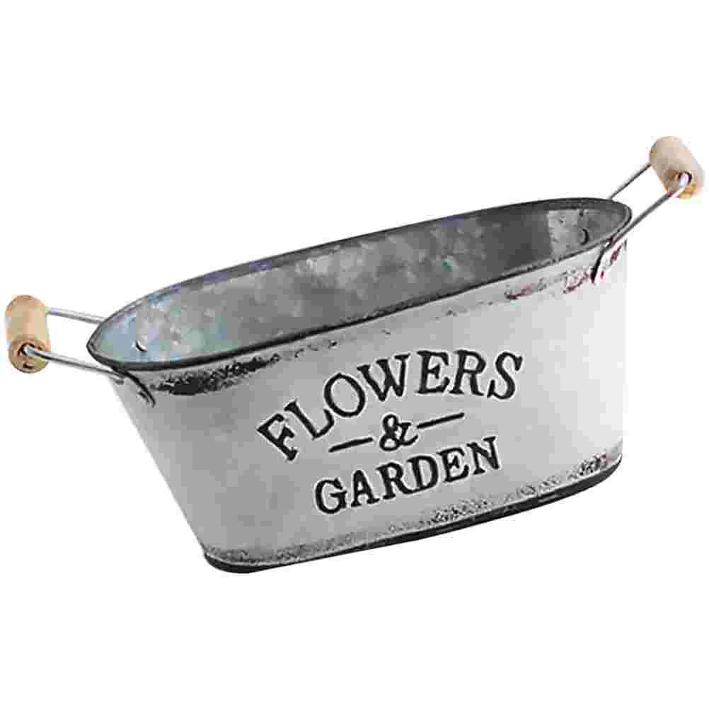 Galvanized Decor Plant Saucers for Outdoors Flowers Vintage Pot Pots Vases Drum