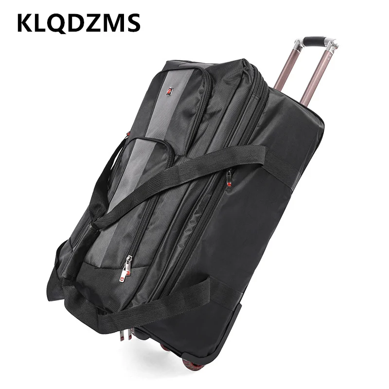 KLQDZMS 28"30"Inch The New Men and Women Trolley Suitcase Large Capacity Folding Portable Back with Wheels Rolling Luggage