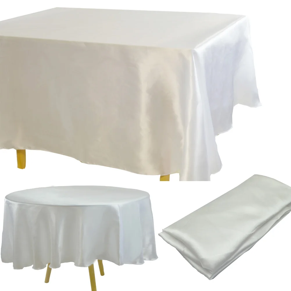 

White Satin Tablecloth Overlays Christmas Wedding Restaurant/Hotel Table cover Non-Splicing Table Cloth Party Table Decoration