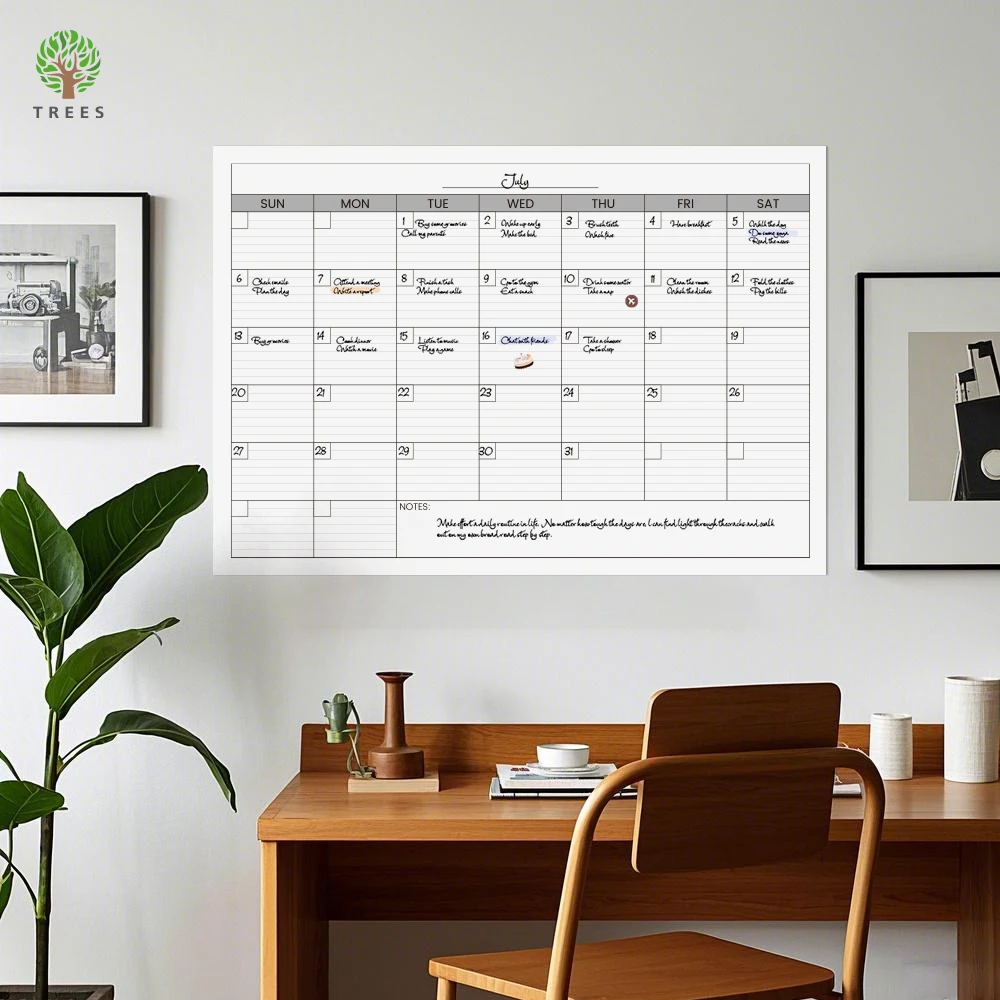 Large-Sized Monthly Planner, Undated Wall Hanging Planning Chart, Daily Plans for Each Month, 39*27 Inches, Daily Planner