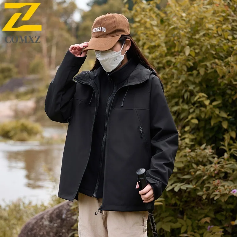 

COMXZ 2025 Men Windbreaker Jacket American Style Outdoor Waterproof Windproof Trench Coat Sport Cardigan Casual