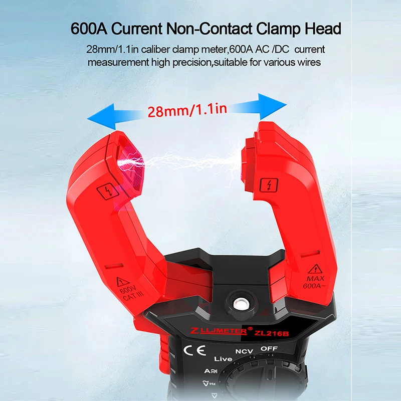 Digital Clamp Meter AC DC Current Voltage Multimeter Pinza Amperimetrica T-RMS Capacitance Temp Current Clamp Amperimetro Tester