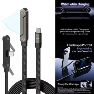 Bilashmart 240W PD Fast Charging Foldable Phone Holder Data Cable Smartphone Tablet 1.5m Charging Type C Line IPhone Samsung Xiaomi