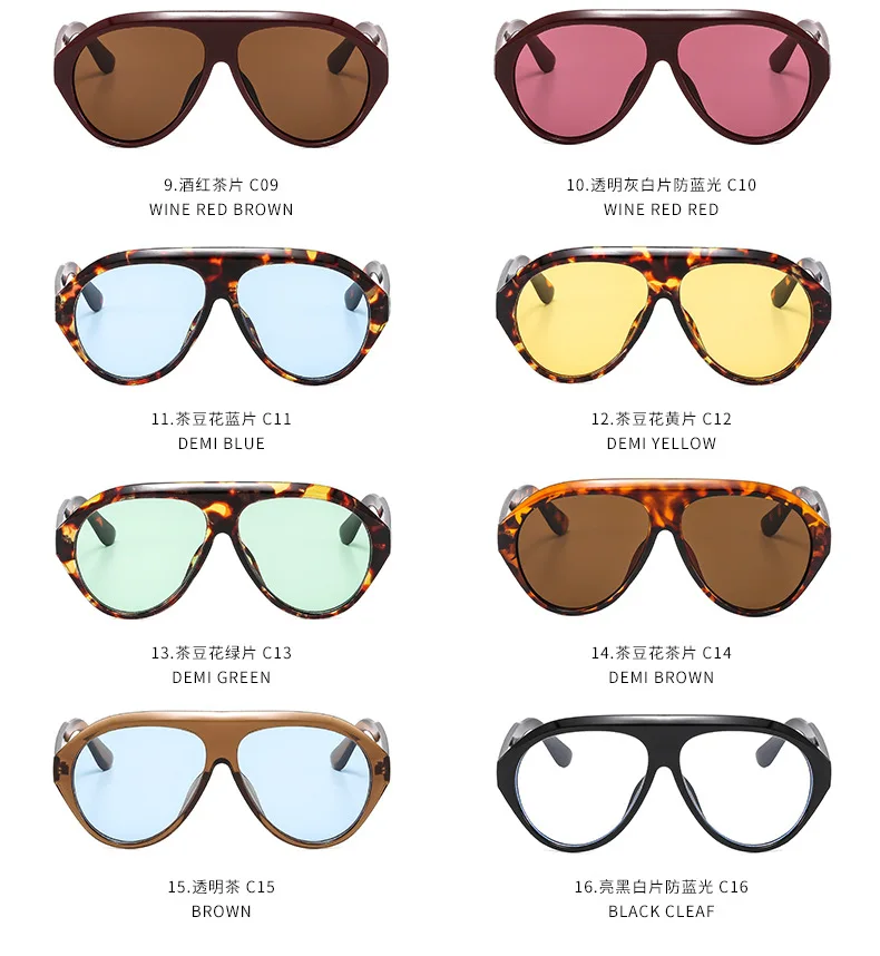 Vintage Markendesigner Flat-Top Piloten-Sonnenbrille für Damen und Herren, Beliebte Luxus-Sonnenbrille, Punk Outdoor-Fahrbrille, UV400-Schutz – Detail 8