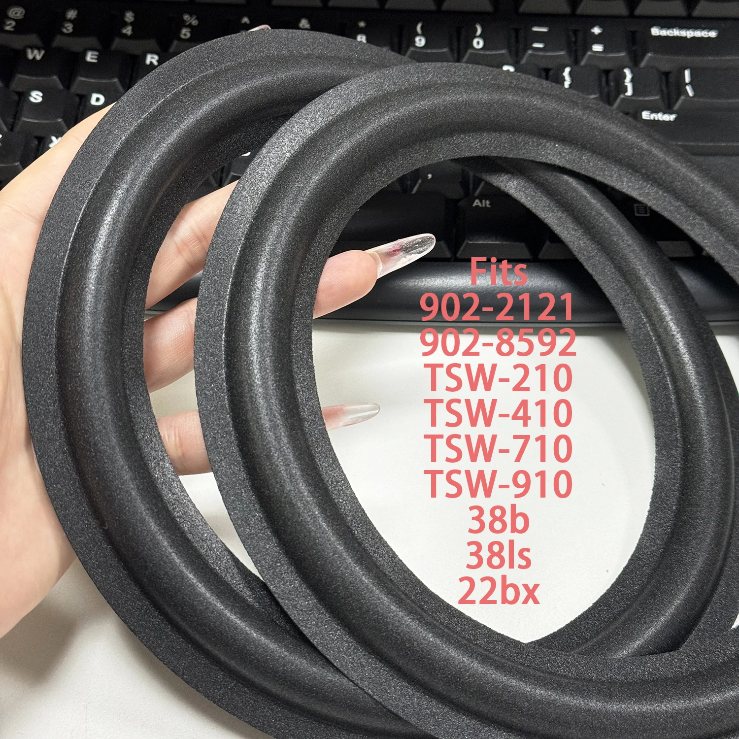 2X Foam Edge Replacement Black Fits JBL 902-2121 902-8592 AR Acoustic Research TSW-210 TSW-410 TSW-710 TSW-910 38b 38ls 22bx