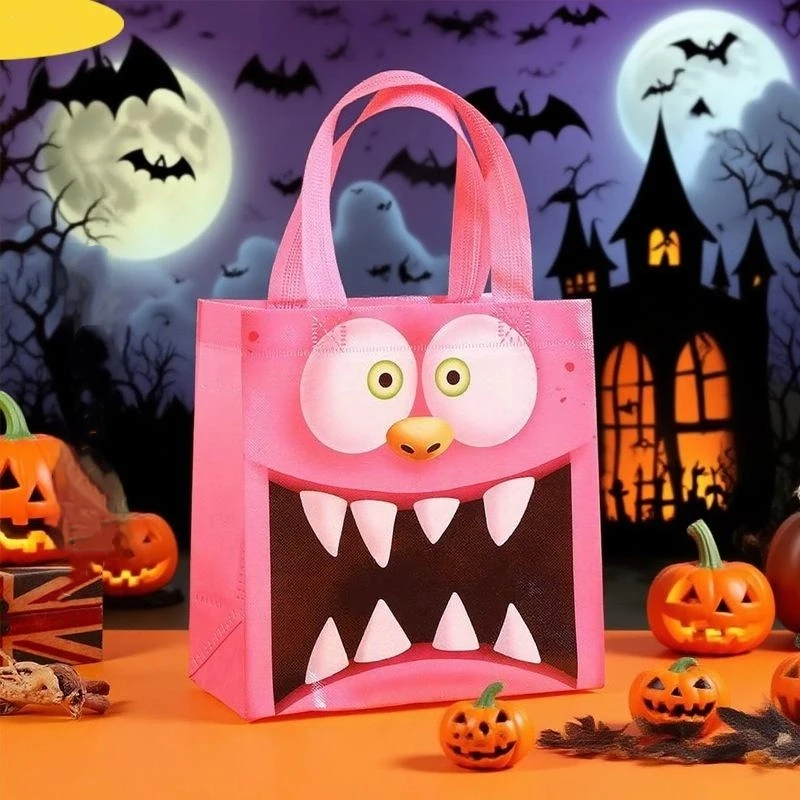 할로윈 유령 축제 장난 파티 사탕 선물 보관 포장 용품을위한 4Pcs 부직포 호박 유령 핸드백