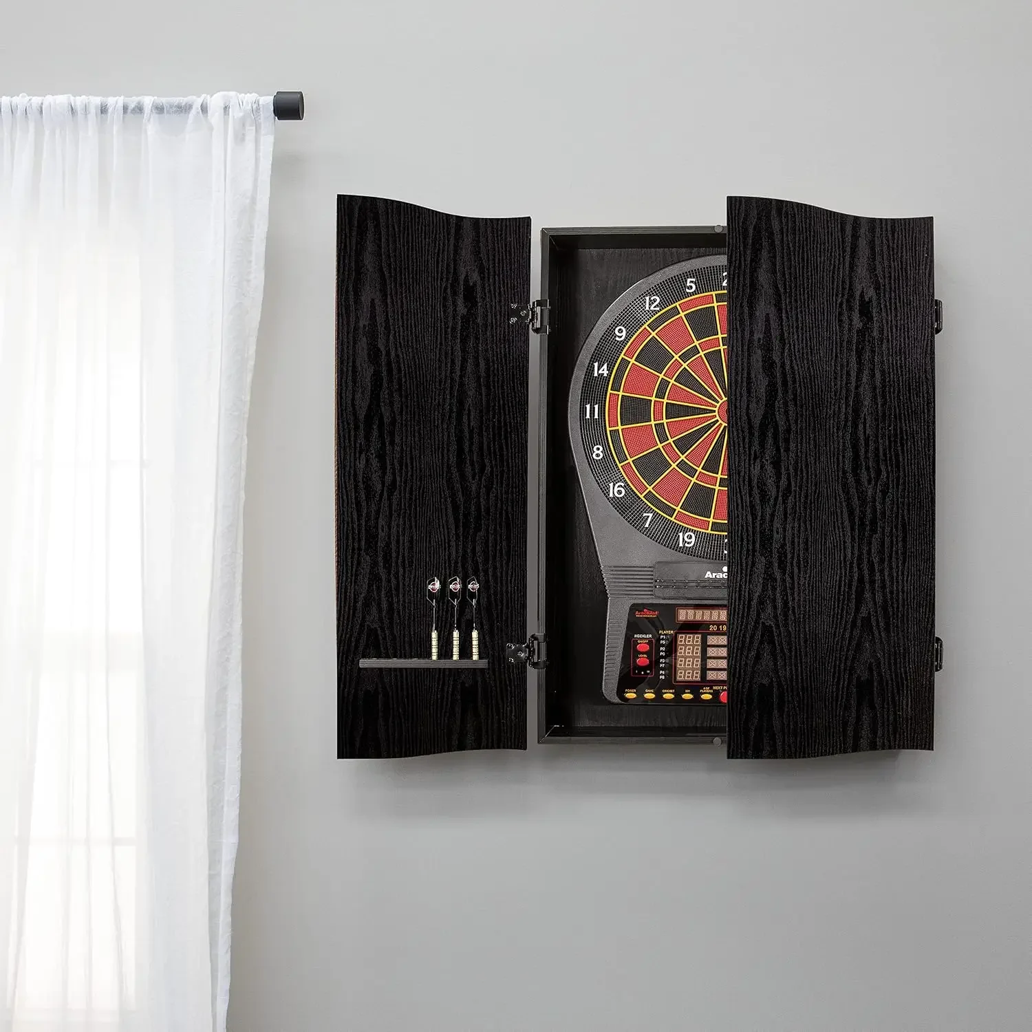 Black CricketPro Dartboard Cabinet | Designed for Arachnid 15.5