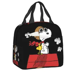 Custom Snoopy Woodstock Lunch Bag Women Cooler Warm Insulated Lunch Box for Children School