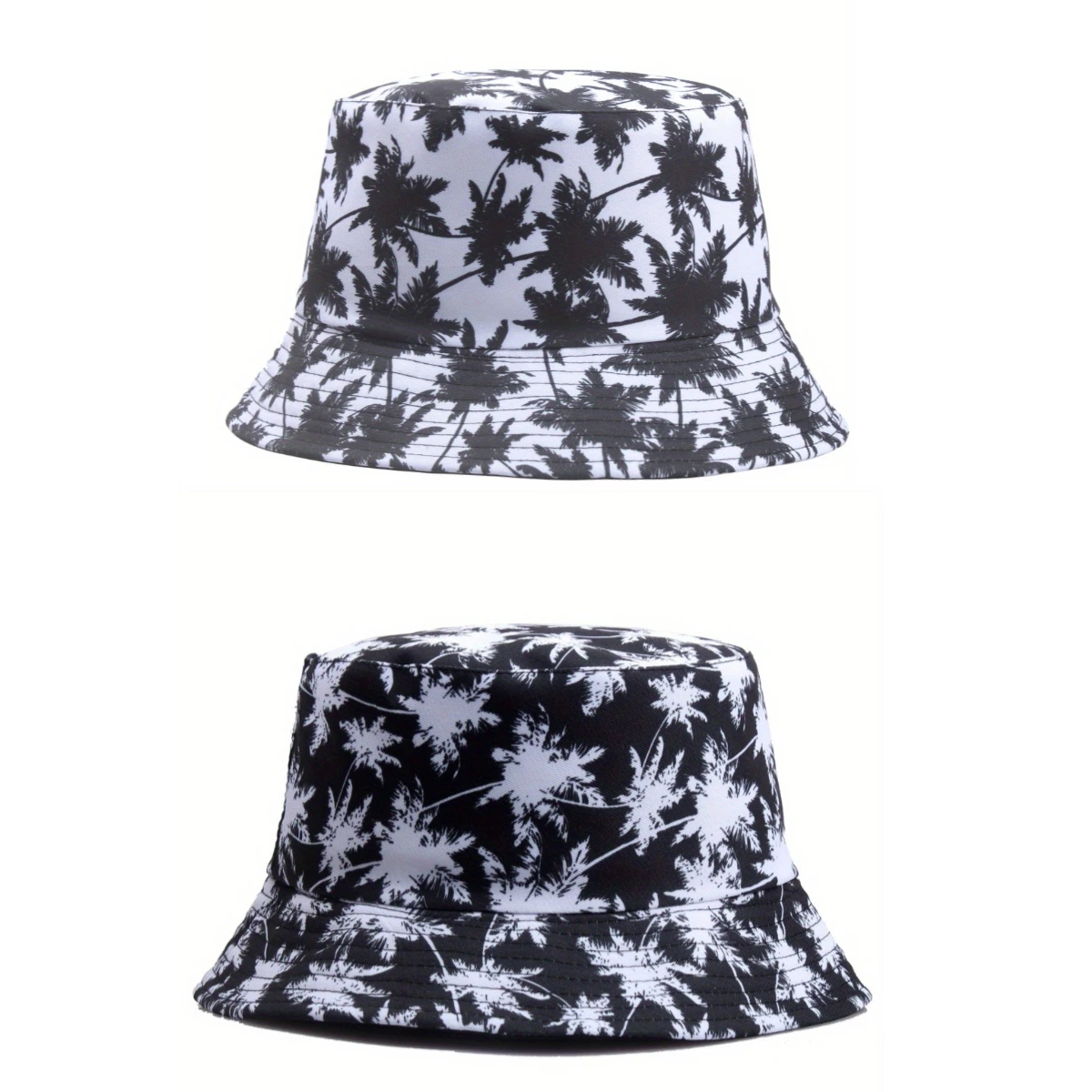 

Maple Leaf Coconut Tree Printed Bucket Hat New Fashion Reversible Fisherman Cap Unisex Outdoor Travel Sunscreen Panama Cap