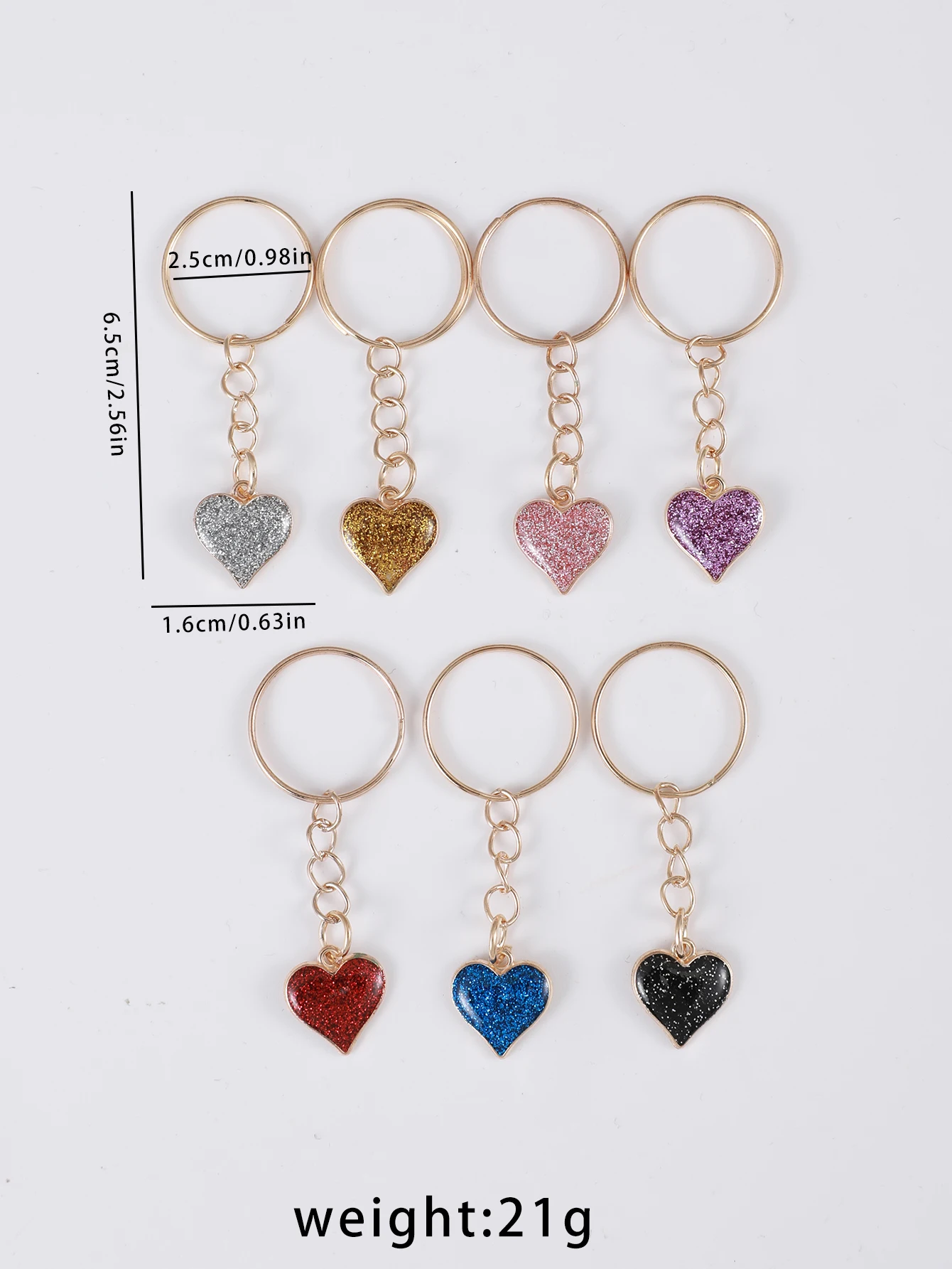7pcs Cute Heart Keychain Alloy Key Ring Bag Backpack Charm Jewelry Accessories Party Decor Valentine\'s Day Women Female Gift