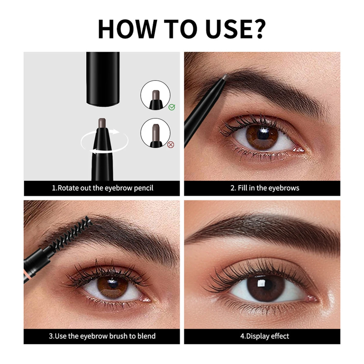 Matita per sopracciglia, Matita per sopracciglia Pennello per sopracciglia Matita per sopracciglia Wild Brow 2 in 1, Singolo portatile impermeabile