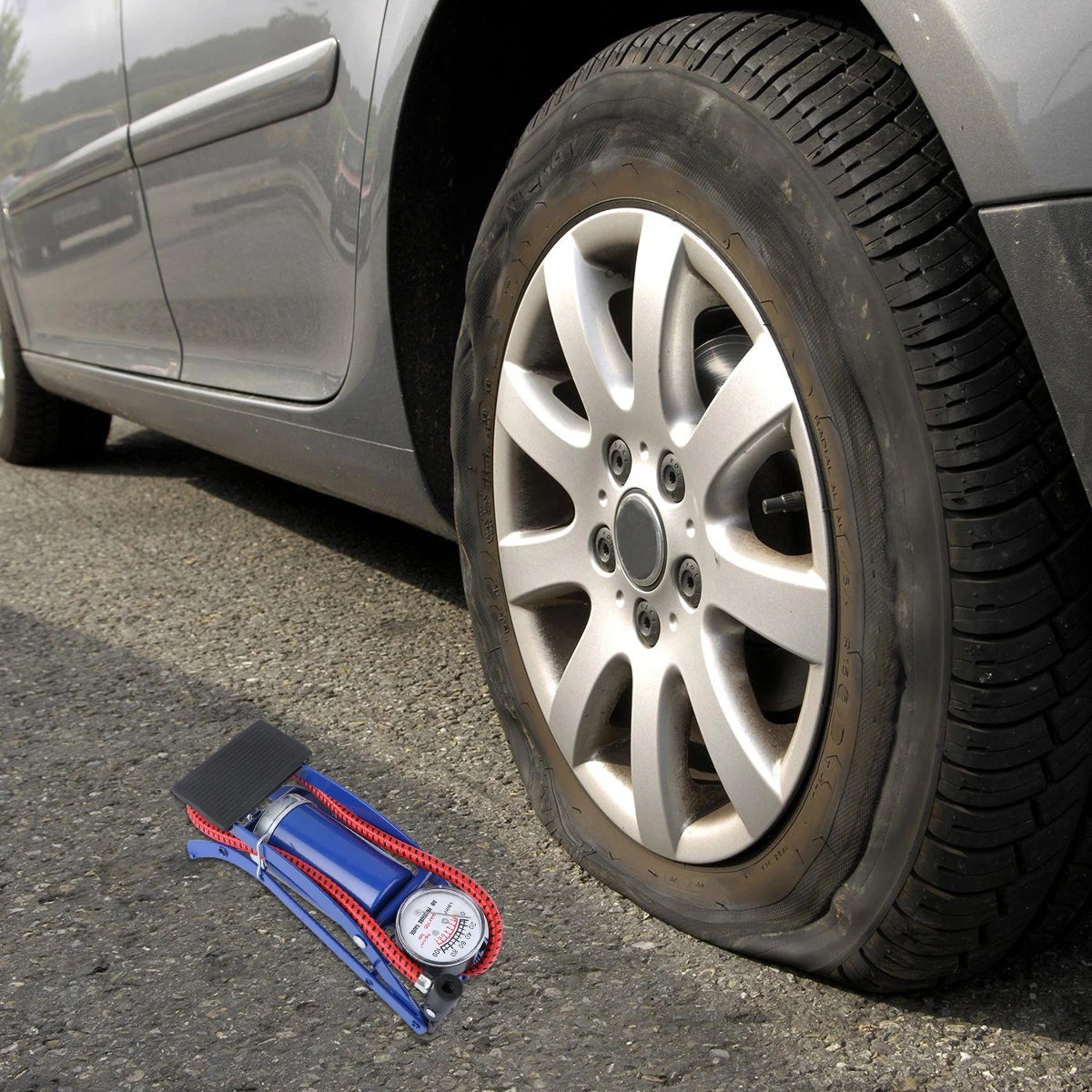 Portable Tire Bike Pump High Pressure Foot 120PSI Gauge For Bicycle Motorcycle Rubber Activated Floor Pump Boat Bed